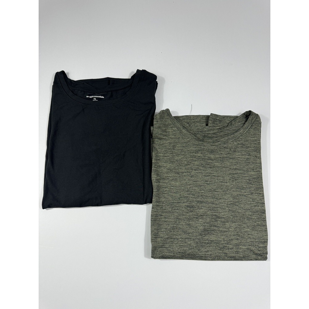 2 PACK Amazon Essentials Women's Tech Stretch Short-Sleeve Crewneck T-Shirt Sz L